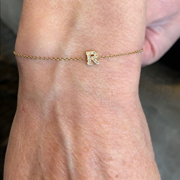 Zoe Chicco Jewelry - Zoe Chicco 14K Pave Diamond “R” Letter Bracelet